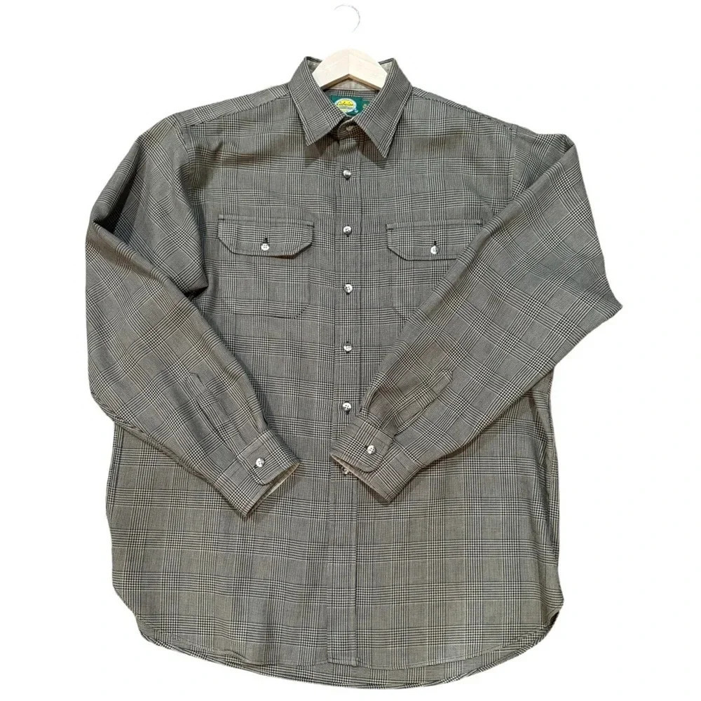 CABELAS Shirt Mens XLT Button Up Plaid Long Sleeve 100% Polyester